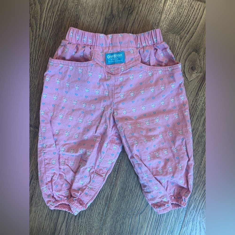 Vintage Oshkosh B'gosh Pink Bunny Pants 24m Euc